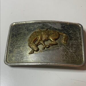 Silver and Gold Horse Belt Buckle